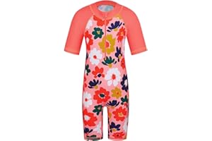 BAOHULU Girls Rash Guard Swimsuits One Piece Bathing Suit UPF 50+ Sunsuit Quick Dry Kids Zipper Beach Swimwear 2-12Y