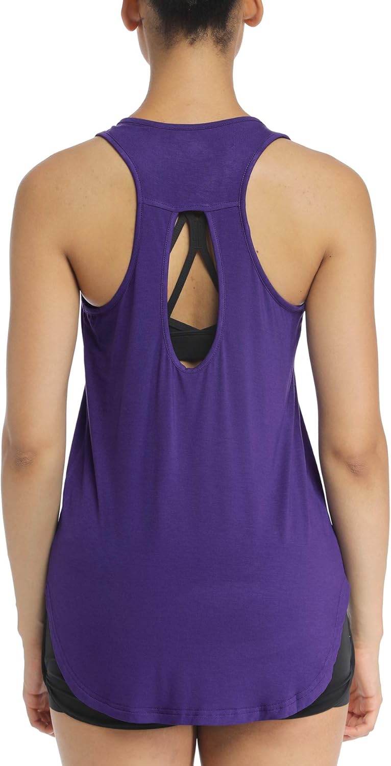 YUWZZ Women's Long Racerback Tank Backless Workout Clothes Long TrainingTankShirts