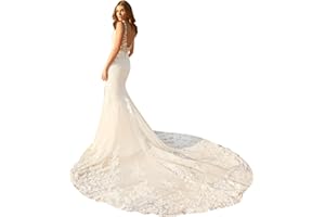 SEIM Lace Appliqued Wedding Dresses for Bride 2025 Beach Wedding Bridal Gowns for Women SE002