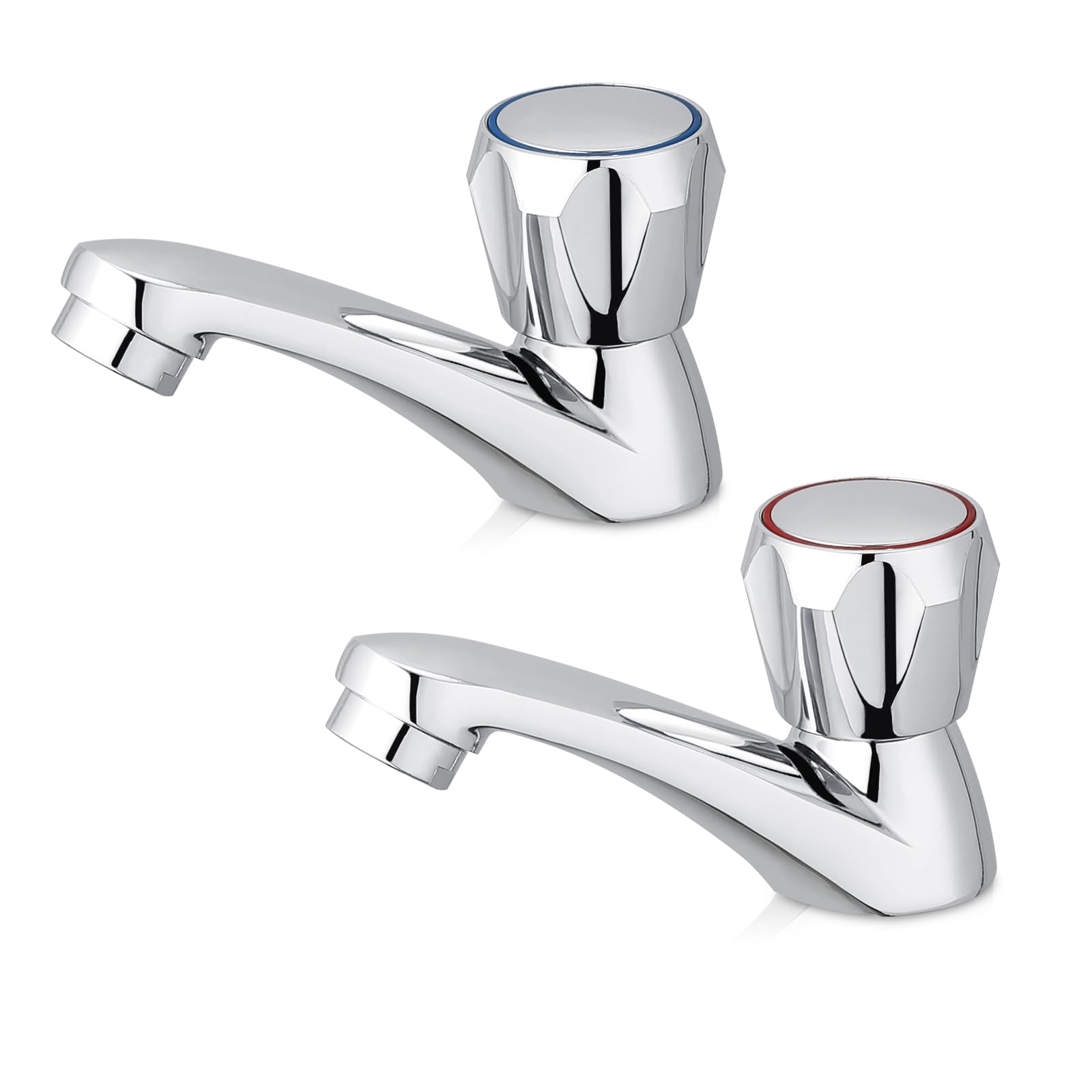 Bifordo Basin Tap,Easy to Install Metal Bathroom tap,1 Pair Club Tap,Chrome Bathroom Sink Mixer Tap 2 PCS