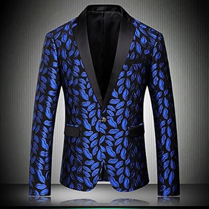 Lemumu Männer Partei Partei/Abend Casual glitzert Mäntel/Jacken kühlen Herbst Winter Jacke, Floral Kerbe Revers Langarm regel