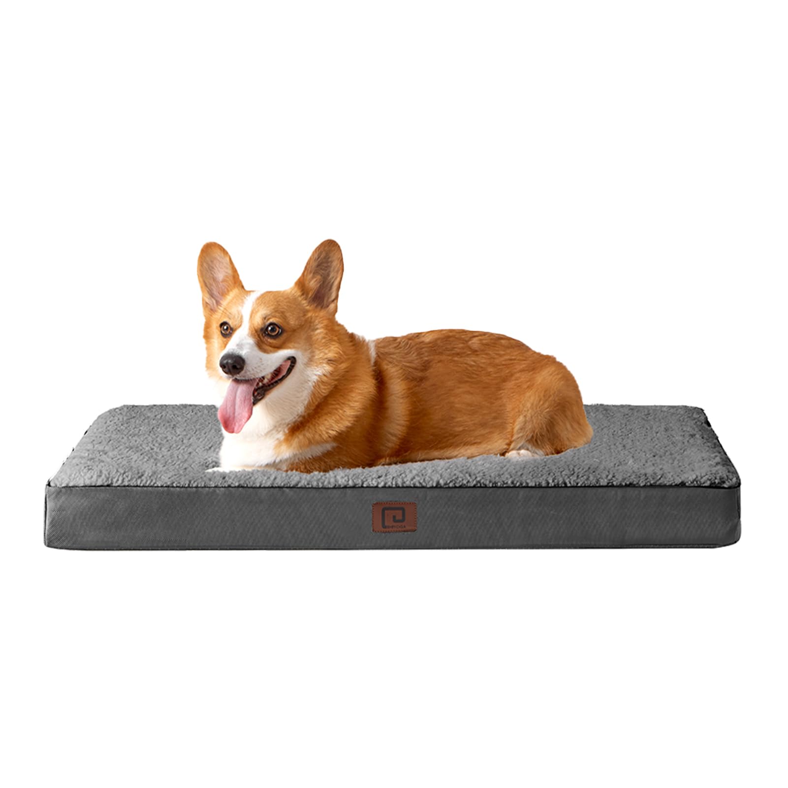EHEYCIGA Orthopedic Dog Beds Large Mattress with Removable Washable Cover for Crate, Grey, 89x58x9cm — image 1