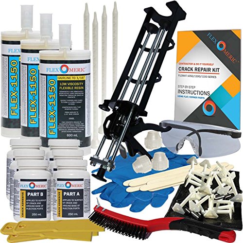 Click Here to See More Images Concrete Foundation Crack Repair Kit - Ultra-Low Viscosity Polyurethane - FLEXKIT-1150-30