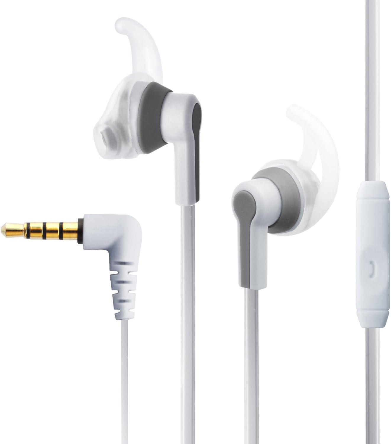 [Sport Headphone] Maxrock Headphones, Sp-05 In-ear High Resolution Headsets with Mic , Tangle-free Cable, Earfin Avoiding Falling Out Design (Gray)