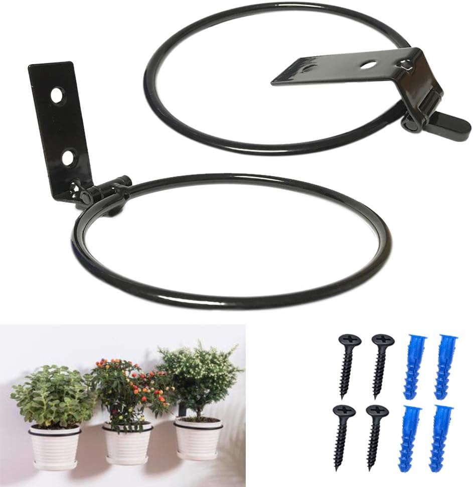 BIGTEDDY - 6.25' Wall Mount Pot Holder Planter Hanger Hook Ring Collapsible Bracket for Balcony Home Garden Yard (Set of 2)