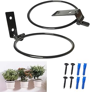 BIGTEDDY - 6.25' Wall Mount Pot Holder Planter Hanger Hook Ring Collapsible Bracket for Balcony Home Garden Yard (Set of 2)