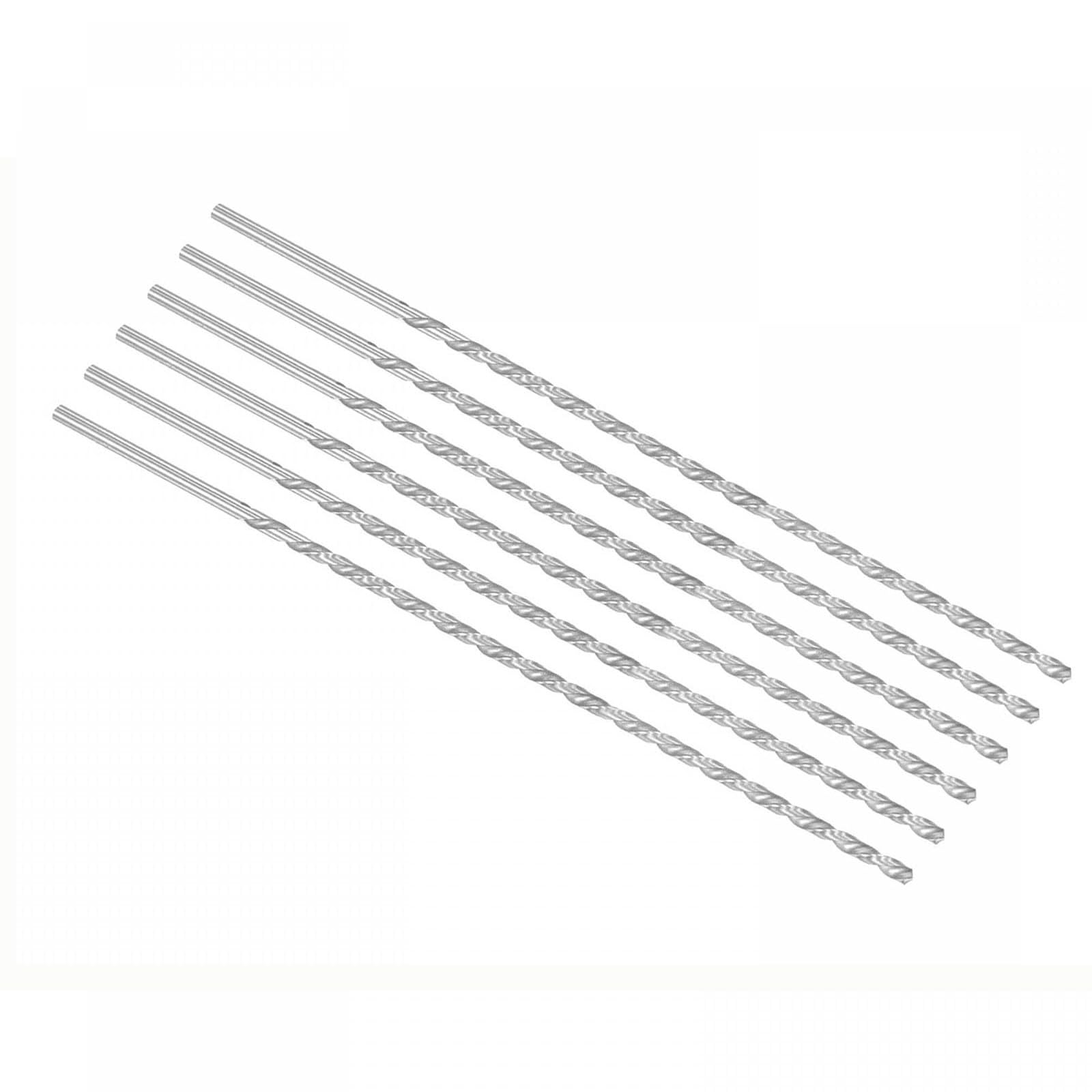 TOP-VIGOR 6Pcs 3mm Dia Extra Long Twist Drill Bits, 200mm Length High Speed Steel Extended Spiral Drill Bit, Straight Shank Twist Drill Bit Tool for Wood Metal Aluminum Plastic