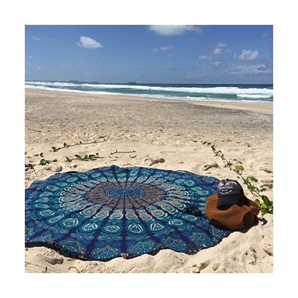 Manfâ Indian Feather Mandala Toalla De Playa PortáTil Redonda 150 Cm Resistente A La Arena SúPer Ligeray De Secado… | DeHippies.com