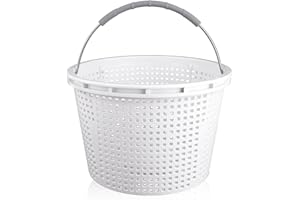 ZTTM 8" Pool Skimmer Basket for Inground Pool Compatible with Pentair U-3 Skimmer Basket 08650-0007 and Hayward SP1070 SPX1070E Pool Basket ，Stainless Steel Handle，Rubber Grip & Built in weighting，White