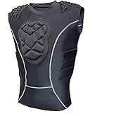 Topeter Padded Compression Shirts with Chest Guard, Rib Protector & Shoulder Pads for Contact Sports