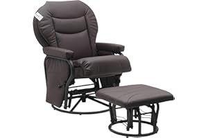 Big Day Furniture Glider Rocker Living Room Chair with Ottoman, 360 Degree Rotation, Comfortable Multi Position Seating, Gene