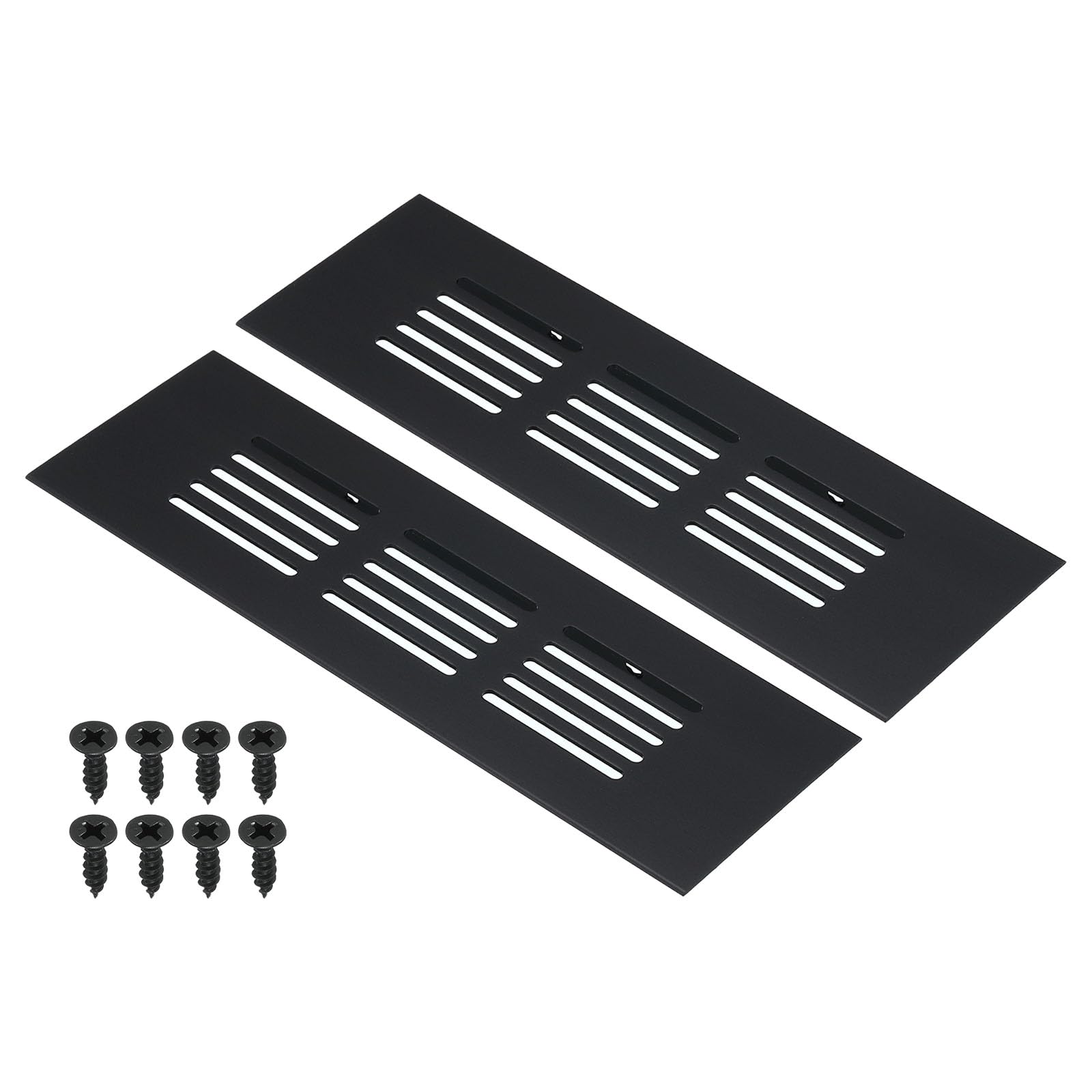 PATIKIL 6 x 2 Inch Door Air Vent Cover, 2pcs Aluminum Grille Ventilation Cover Louvered with Mounting Screws for Cabinet Wardrobe Door, Black
