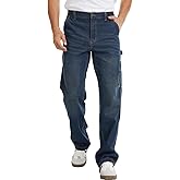 WORK IDEA Men&rsquo;s Carpenter Jean Relaxed Fit Work Jeans Straight Leg&amp;Mid-Rise | Cotton Denim Pants Workwear with Utility Pockets &amp; Hammer Loop for Mechanic,Casual Wear