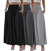 Chicyoo Long Maxi Skirts for Women 3 Pack Set Fall Skirts with Pockets Breathable Womens Skirts for Party