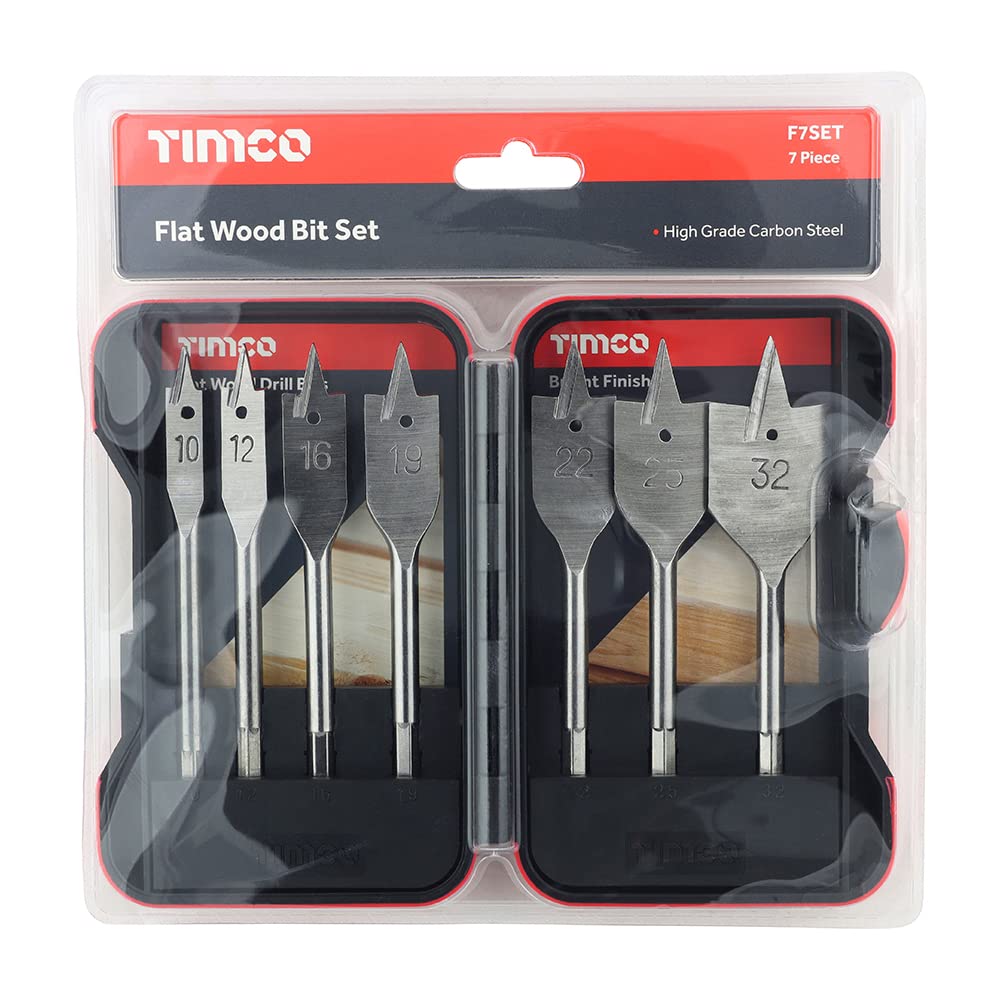 TIMCO Flat Wood Bit Set - 7pcs
