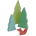 Tender Leaf Toys - Fir Tops - Set of Three Wooden Fir Trees and a Fox for Kids Train Accessories - Imaginative and Pretend Play for Kids Age 3+