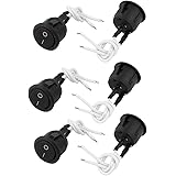 sourcingmap® 6pcs AC 250V 3A 2 Wire Lead SPST ON/OFF Snap In Round Rocker Switch