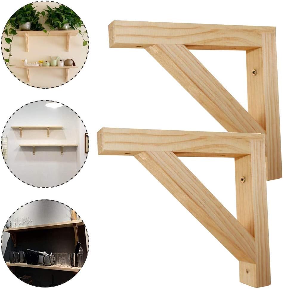 DrakSun 2 Piezas de Soporte de repisa de Madera Estante Consola de