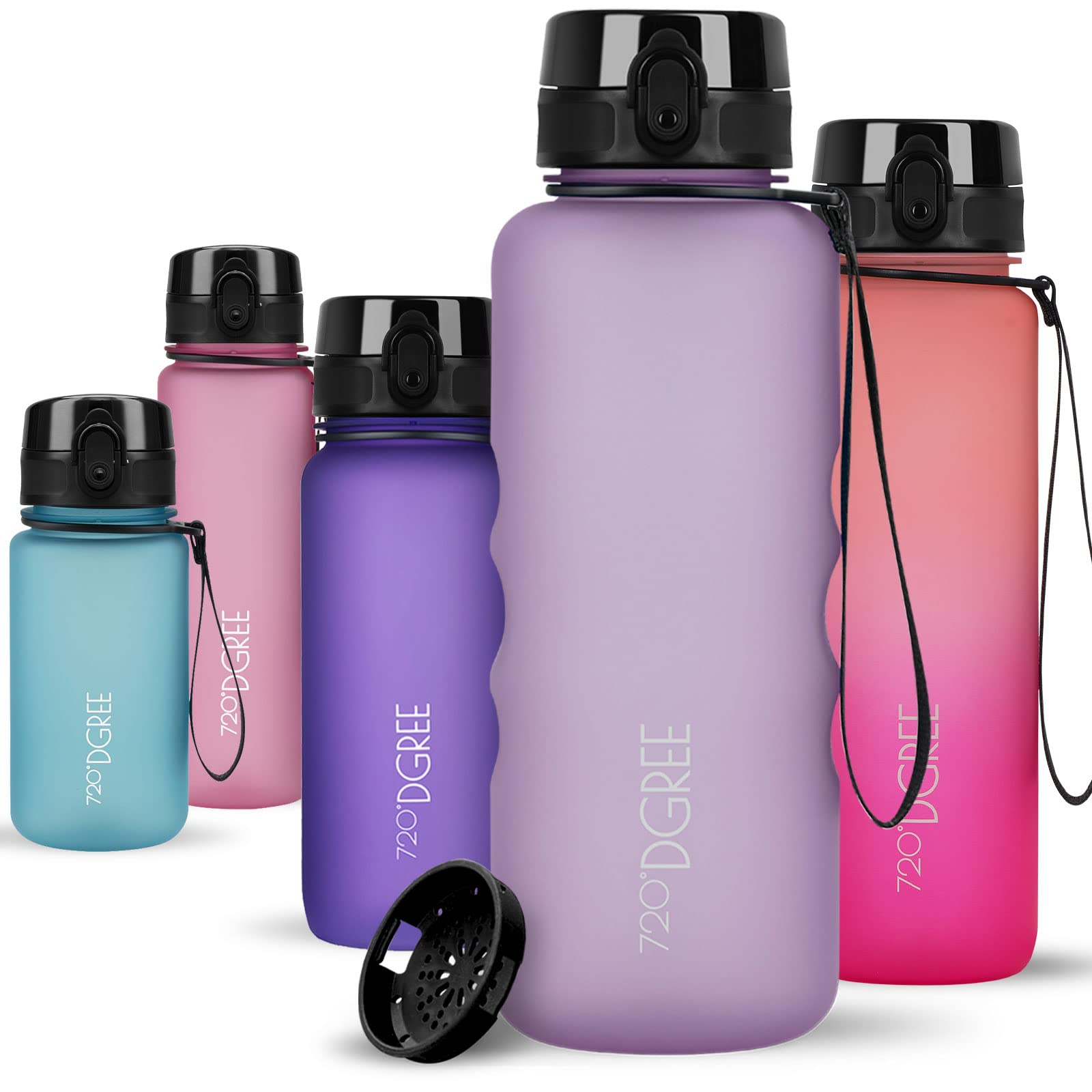 720°DGREE Water Bottle 1.5l “uberBottle“ softTouch +Sieve - BPA-Free, Leakproof, Reusable Drinking Bottle - XL Sports Bottle for all Day Hydration, Gym, Fitness, Office, University, Hiking, Travel