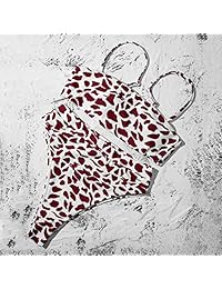 Bañador para dama, 2 piezas, correas de cintura alta, traje de baño estampado de corte alto