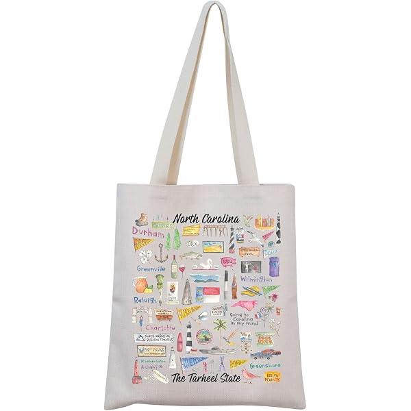 BLUPARK North Carolina Map Kosmetiktasche - Reise-Make-up-Tasche, 23,5x17 Cm, Polyester, Geschenk Für NC-Fans