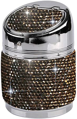 Amazon Sugeryy 車用灰皿 シガー灰皿 車用ドリンクホルダー ラインストーン 金属製 キラキラ オシャレ 可愛い 携帯便利 洗い簡単 カーアクセサリー 車用 家庭用 Grey 灰皿 シガーライター 車 バイク