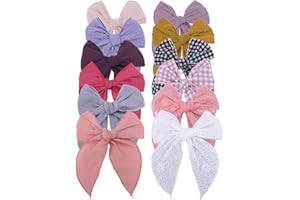 Fable Bow Hair Clips Baby Girls Kids Women Cotton Linen Hair Bow Clips Large Sailor Hair Bows Accessories Hairgrips (Natural 
