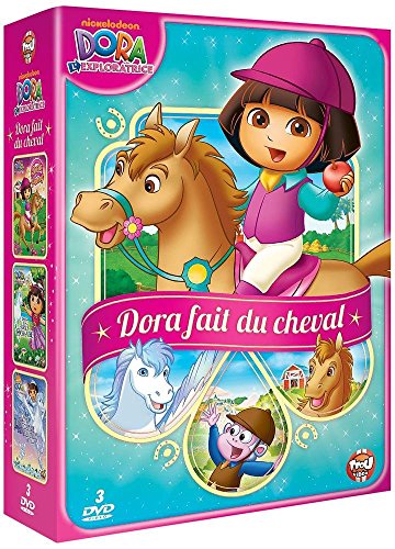 Dora l'exploratrice - Coffret Dora fait du cheval : Dora fait du poney + Dora et la forêt enchantée + Dora sauve la princesse des neiges - Pack