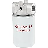 DICMIC 10 Micron Hydraulic Oil Filter Assembly, Spin-On Design, Return Line Filter with Indicator Port, 20 GPM Flow Rate, 200 PSI, 3/4" NPTF Port, Replace# 221006