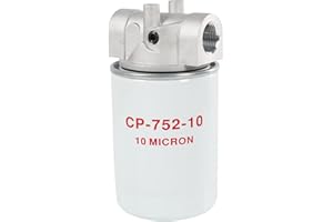 DICMIC 10 Micron Hydraulic Oil Filter Assembly, Spin-On Design, Return Line Filter with Indicator Port, 20 GPM Flow Rate, 200 PSI, 3/4" NPTF Port, Replace# 221006