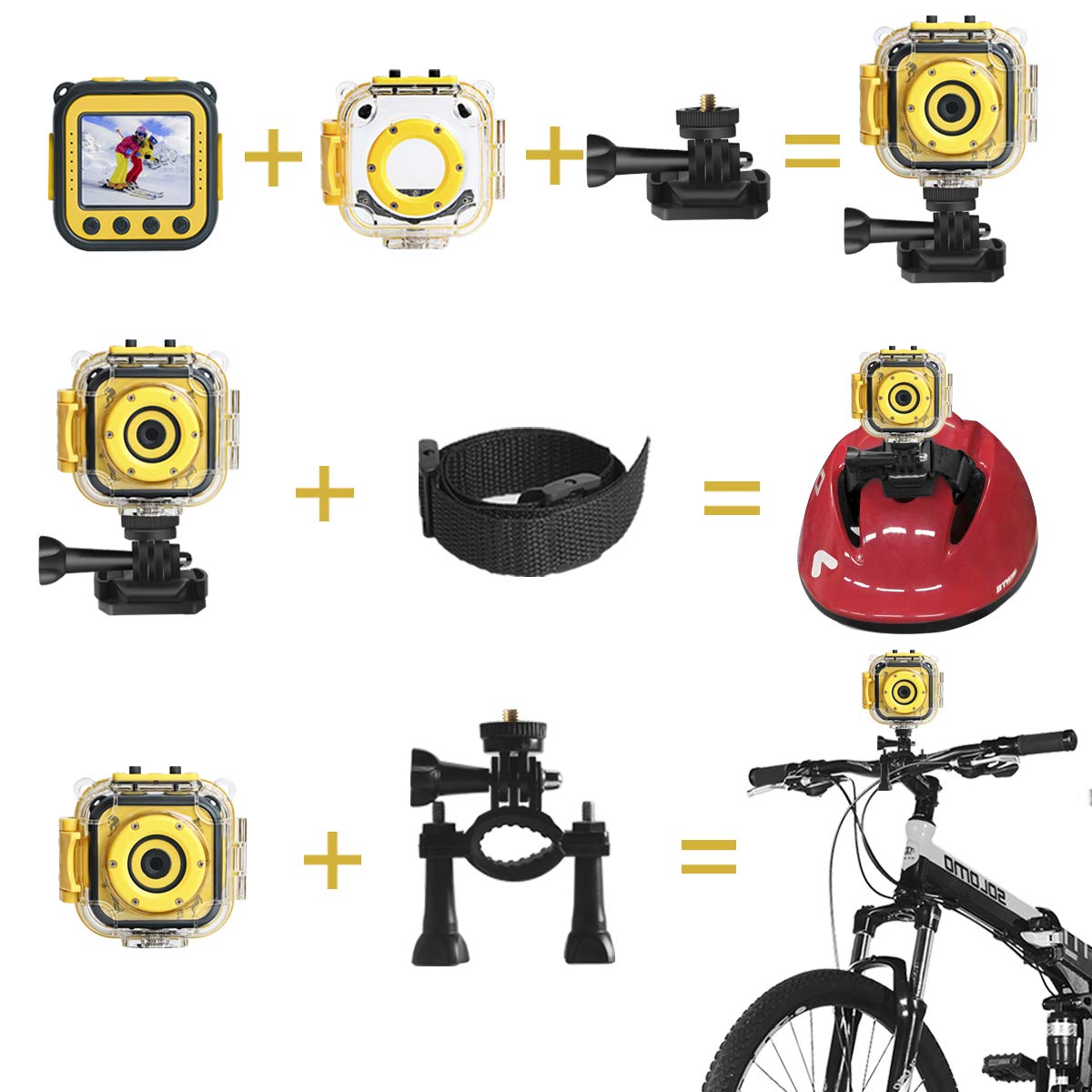 Prograce [Upgraded] Kids Camera Waterproof Action Video Digital Camera 1080 HD Camcorder for Boys Girls Toys Gifts Build-in Game(Yellow)