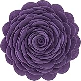 KINGROSE 3D Flower Decorative Throw Pillow Round Cushion for Sofa Chair Couch 14 Inches Round Purple