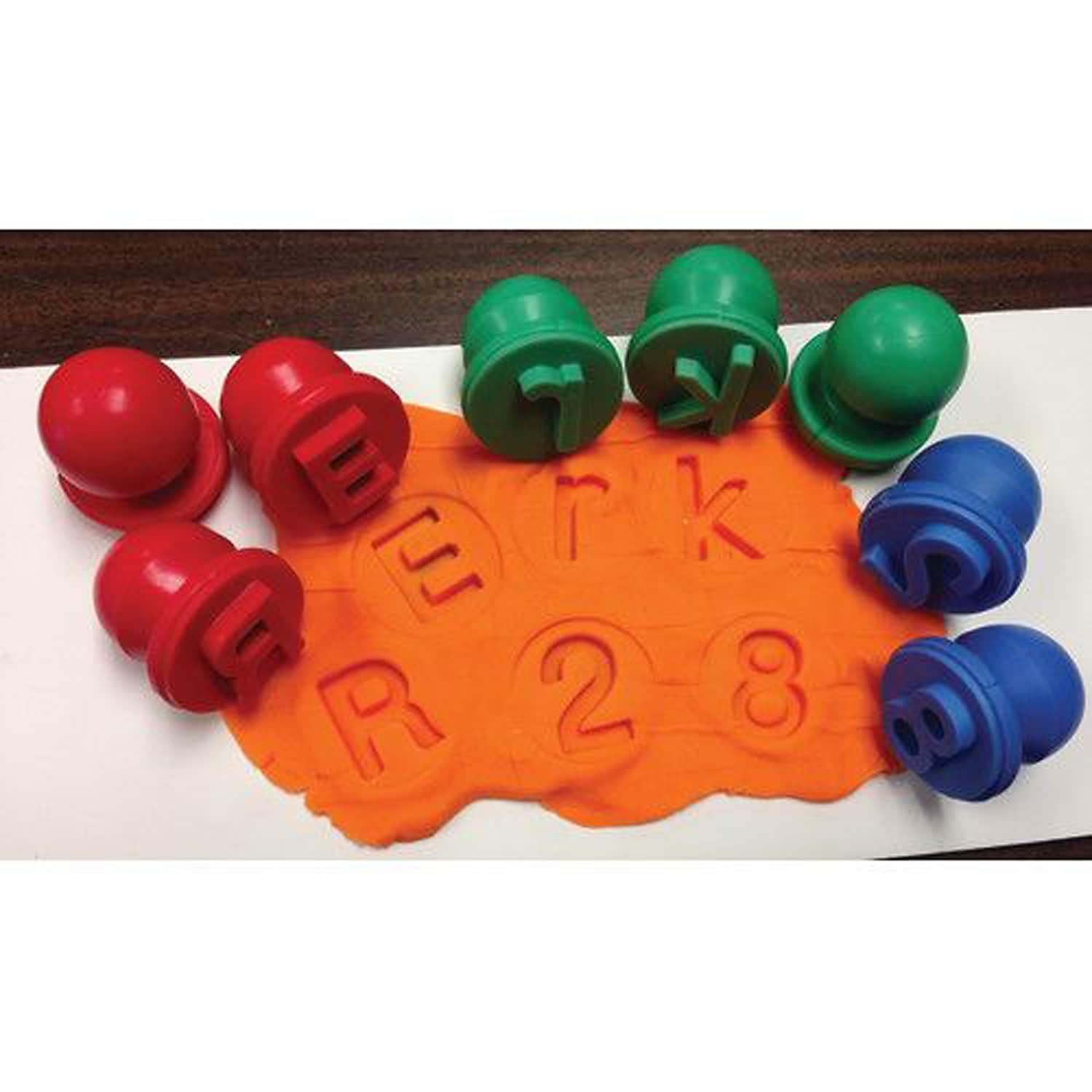 READY 2 LEARN Easy Grip Dough and Paint Stampers - Uppercase Alphabet - Set of 27 - Ages 2+ - Easy to Hold Letter Stamps for Kids
