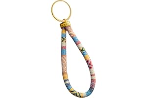 Made by Nami Boho Keychain with Gold Keyring for Women and Men Handmade Boho Wristlet Hippie Keychain for Summer Festival (Yellow)