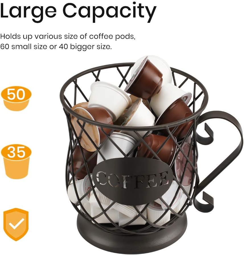 K Cup Holder Kpod Storage Organizer for 35 Kcups Keurig Coffee Pod Holder for Counter Coffee Table Bar Matte Bronze: Kitchen & Dining