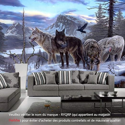 Téléchargement gratuit Images Papier Peint Photo Montagne De Neige Loups 3d Peinture Murale actualisé par
