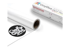 VinylRus White Puff Vinyl Heat Transfer 3D -12” x 6ft Puff Iron on Vinyl for T-Shirt, Puff HTV Vinyl Roll for Silhouette Cameo, or Maker, Easy to Cut and Weed