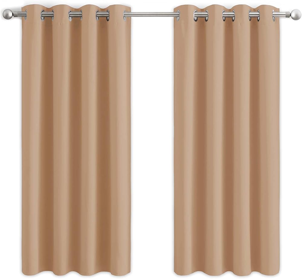 Aspire Homeware Blackout Curtains 46x54 Beige Eyelet Panels 2 100% Polyester