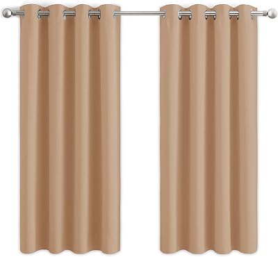 Aspire Homeware Blackout Curtains 46x54 Beige Eyelet Panels 2 100% Polyester