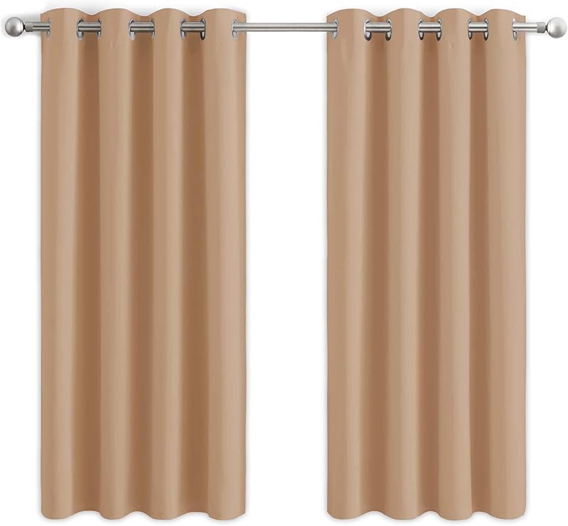 Aspire Homeware Blackout Curtains 46x54 Beige Eyelet Panels 2 100% Polyester