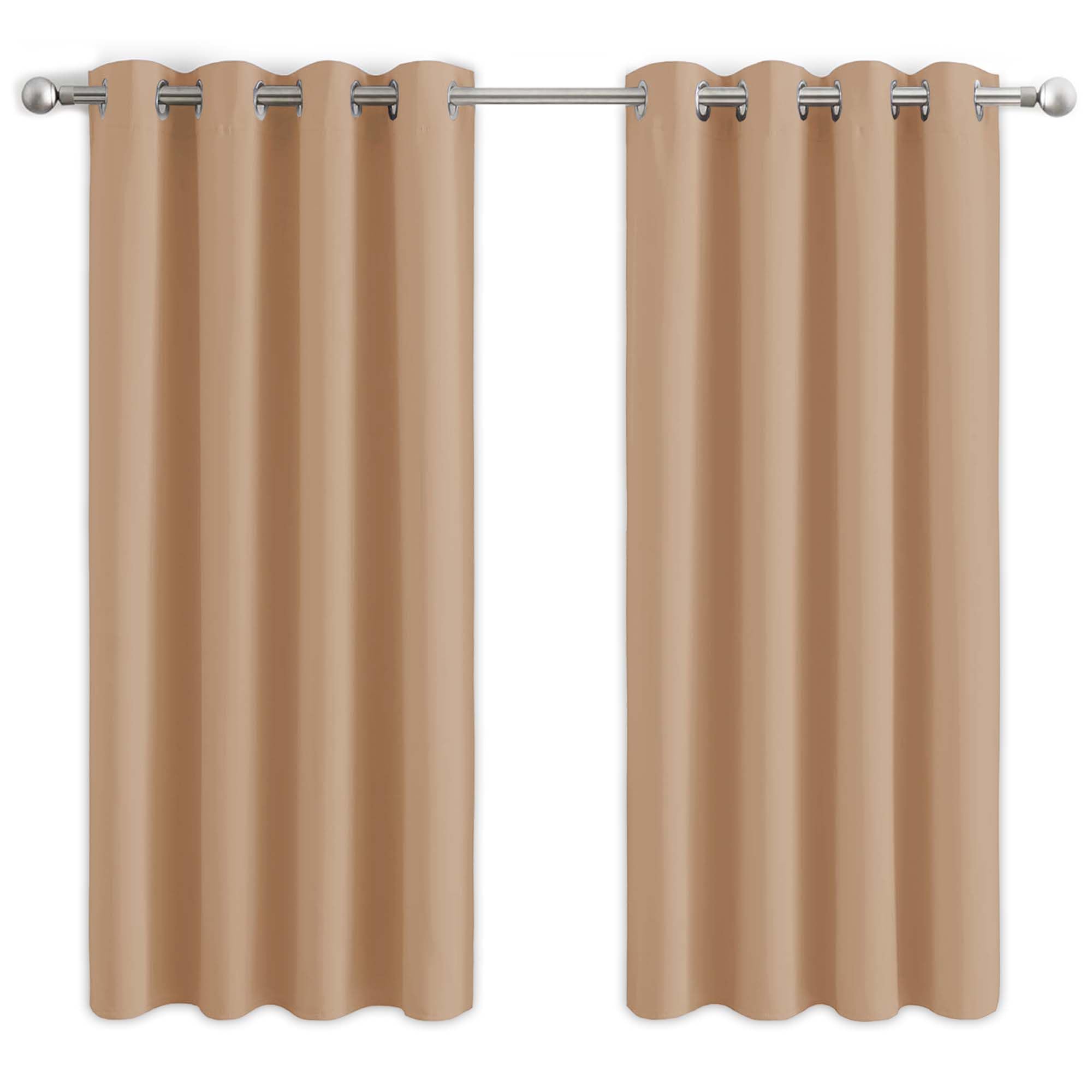 Aspire Homeware Blackout Curtains for Bedroom - Eyelet Beige Curtains for Living Room Thermal Insulated Super Soft 46 x 54 inch Drop Short Kitchen Curtain with Tiebacks, 2 Panels — image 1
