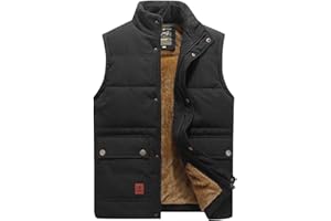 VtuAOL Men's Outerwear Vest for Men Winter Puffer Vests Fleece Lined Outdoor Warm Sleeveless Jackets