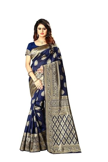 Shoppershopee Kanjivaram Banarasi Silk Saree (Pari-21_Dark Blue)