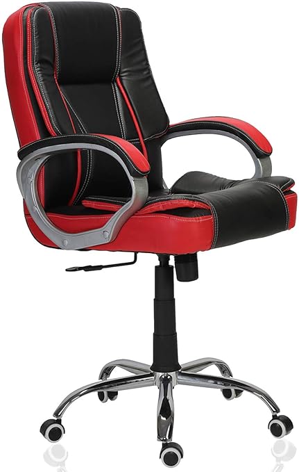 Green Soul Vienna Mid Back Leatherette Office Chair Black Red