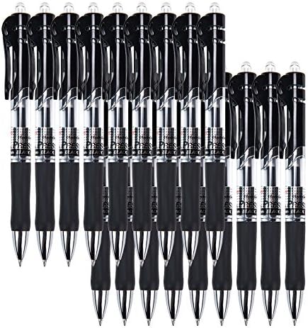 Retractable Rollerball Pens, Medium Point Black Gel Ink Roller Ball Writing Pens Set for Home/Office with Comfort Grip(18-Piece, 0.7mm)
