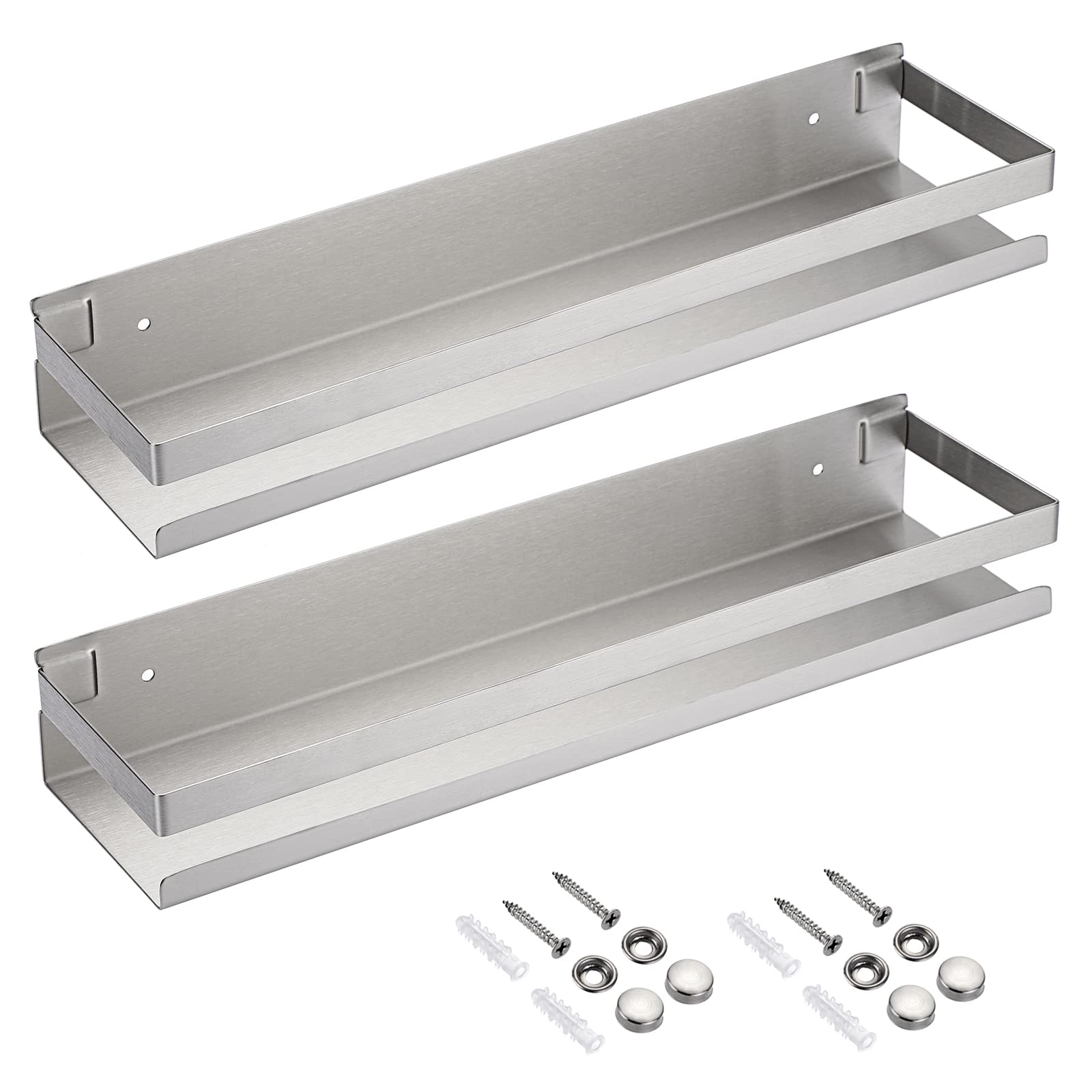 Photo 1 of OwnMy 2PCS 16 Inch Shower Shelf Bathroom Inside Shower Caddy Stainless Steel Shower Racks Shower Baskets, Metal Kitchen Organizer Racks Floating Shelves Wall Mount Rectangular Corner Shower Shelves