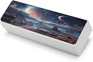 FekiLoot Galaxy Glasses Case Leather Hard Shell Eyeglasses Cases With Cleaning Cloth Portable Travel Sunglasses Case Reading 