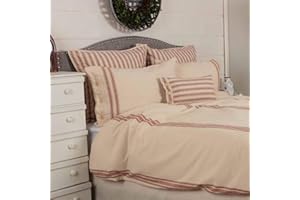 Piper Classics Market Place Red Grain Sack Stripe Queen Duvet Comforter Cover