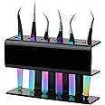 Lash Extension Supplies GEMERRY Tweezer Holder Tweezer Stand for Eyelash Extension Supplies Accessories Tools Acrylic Display Storage 6 Pcs Tweezers Shelf Holder (Black)