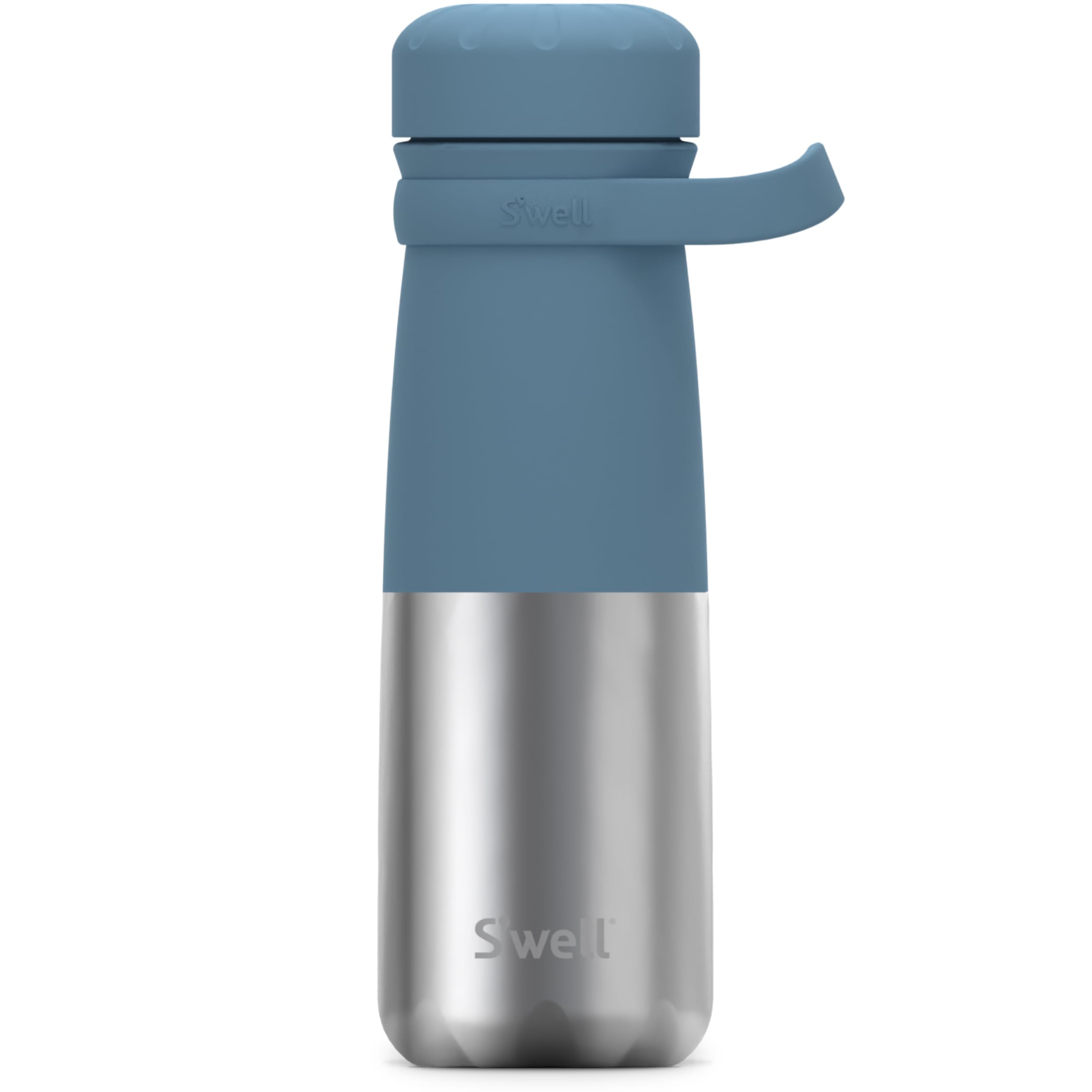 S’well Stainless Steel Traveler With Handle, 24oz, Sky Silver Lining, Triple Layered Vacuum Insulated Containers Keeps Drinks Cold for 40 Hours and Hot for 16, BPA Free, Easy Carrying On the Go